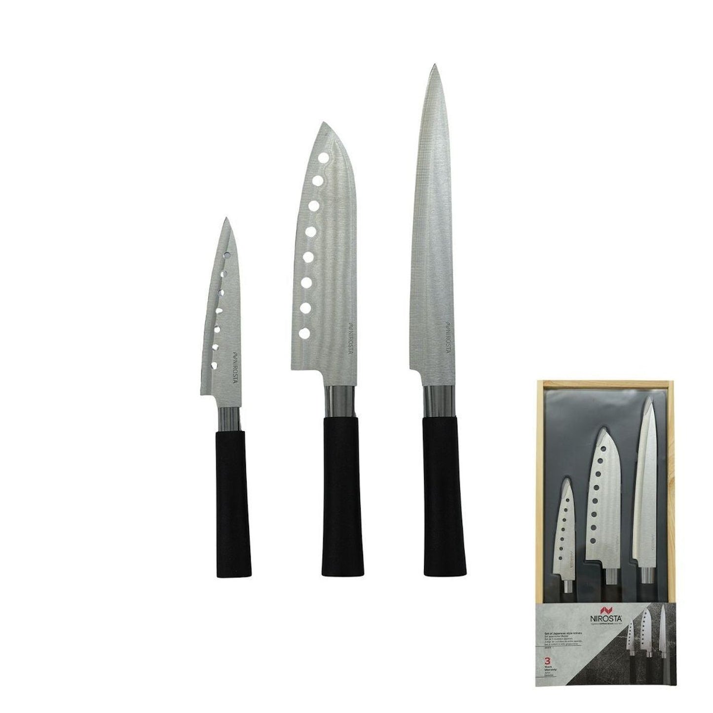 Комплект кухненски ножове Nirosta – 3 части, неръждаема стомана