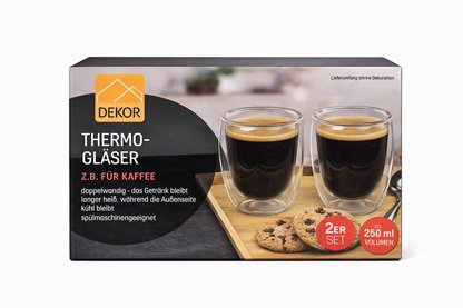 Чаши за кафе Dekor – 2 броя, 250 мл, двойно стъкло